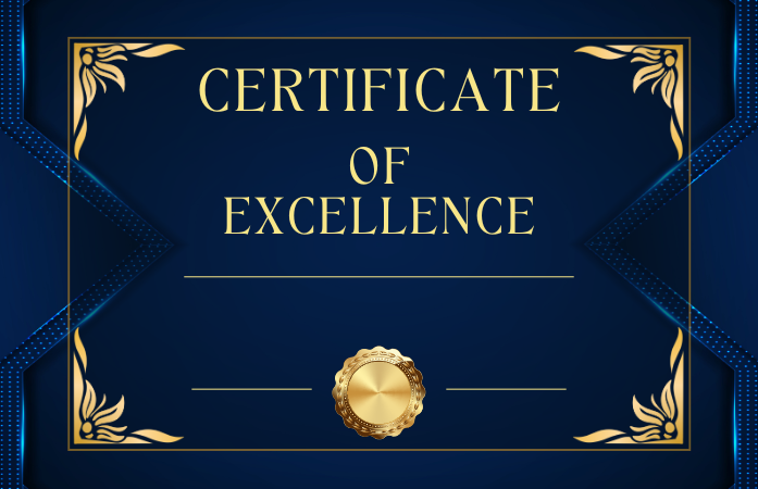  Certificate of Excellence Award